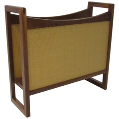 Midcentury Walnut / Woven Magazine Rack