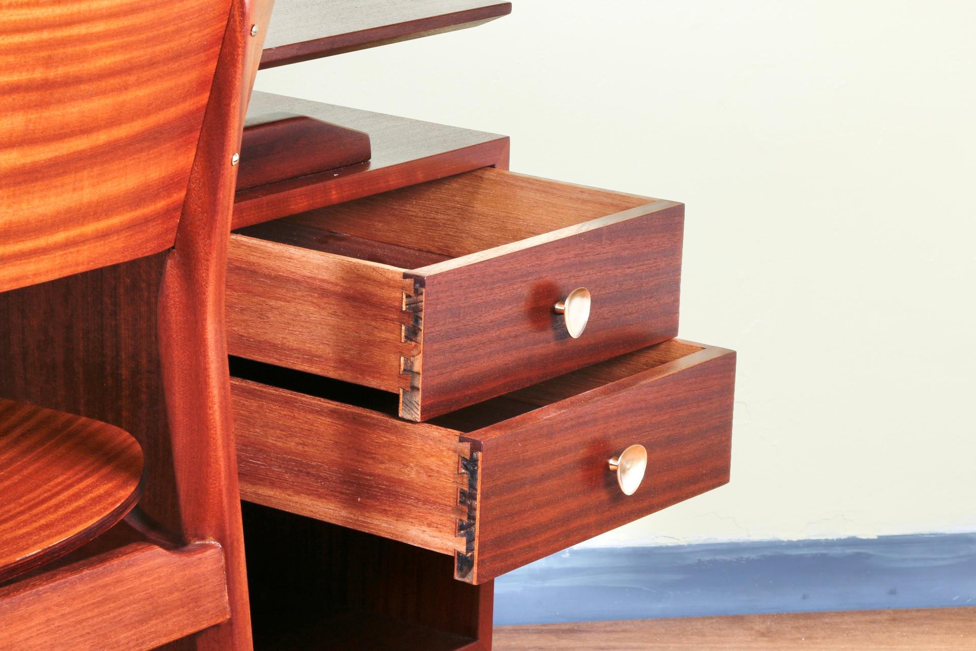 Late 20th Century Mid Century Walnut Writing Desk and Chair