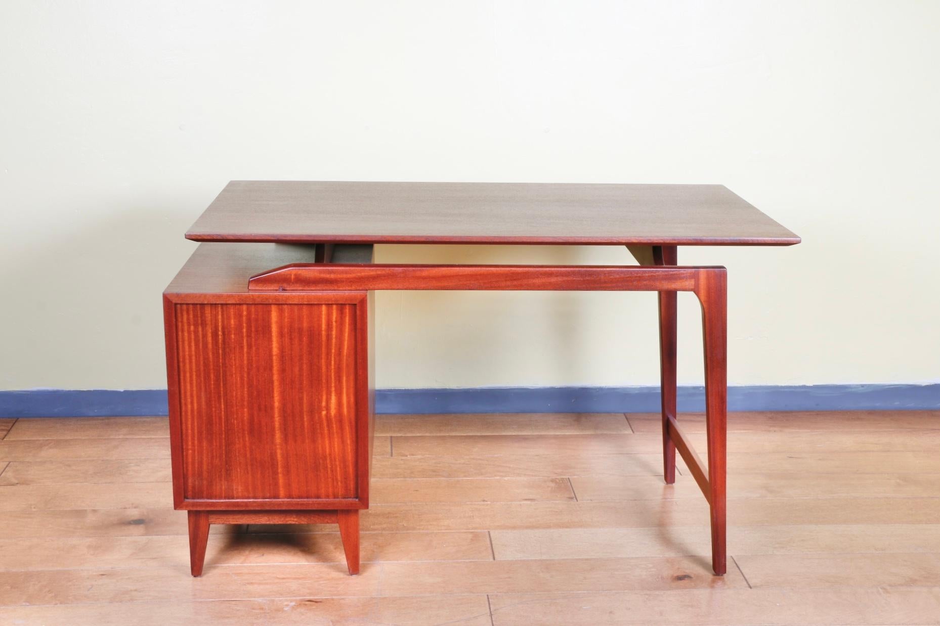 Mid Century Walnut Writing Desk and Chair 3
