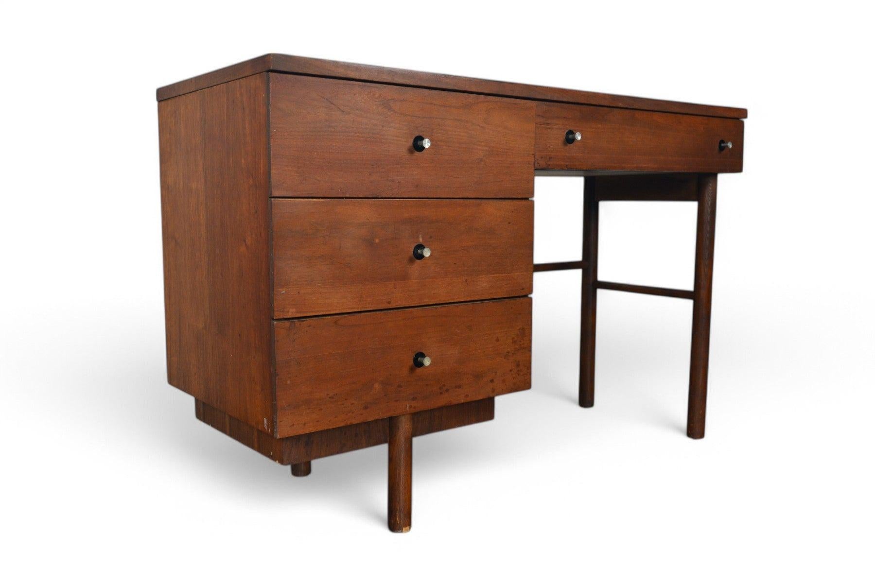 American Mid Century Walnut Writing Desk in Walnut by Stanley #1 For Sale