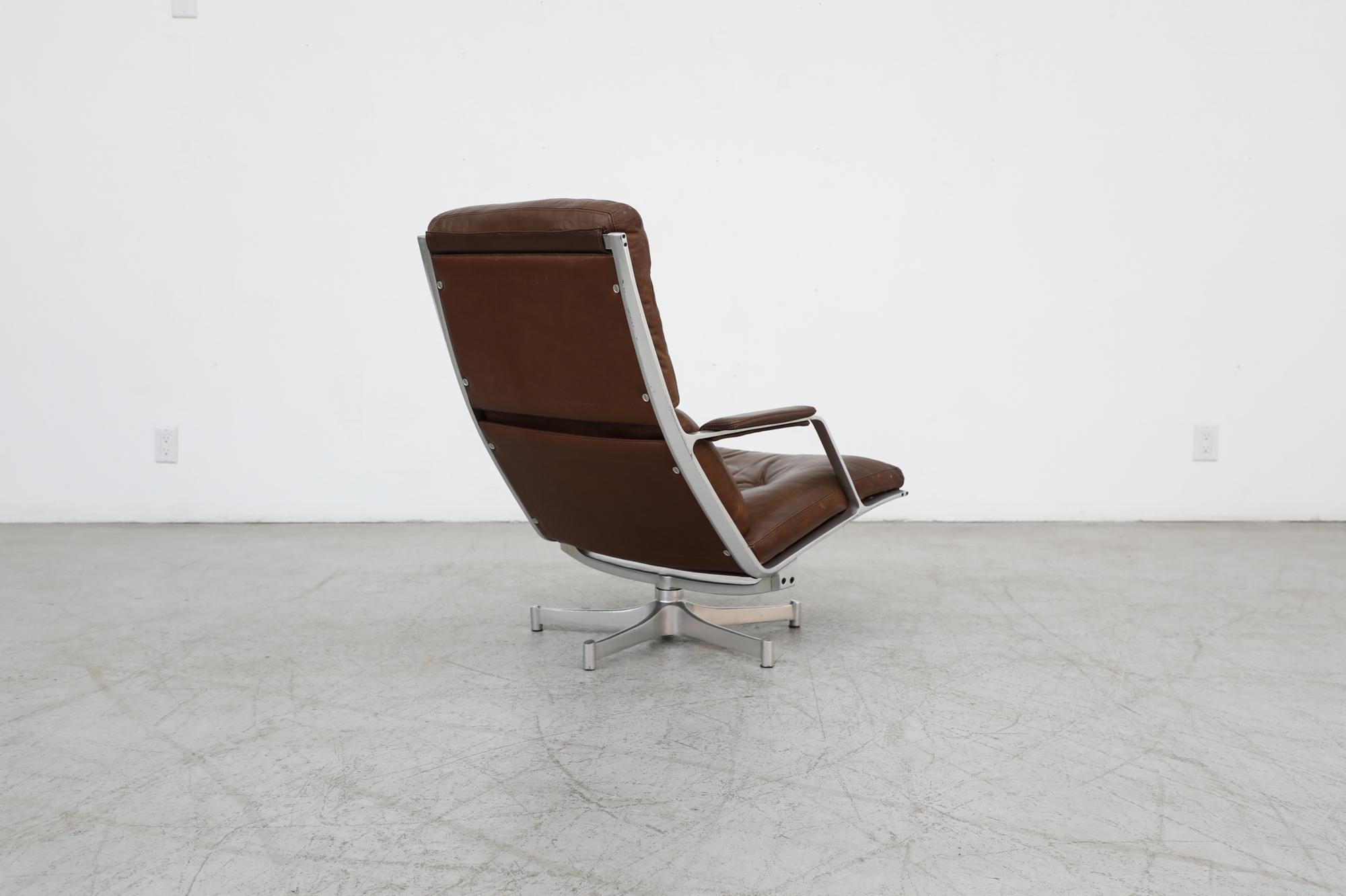 Steel Mid Century  Walter Knoll Executive Leather Office Chair