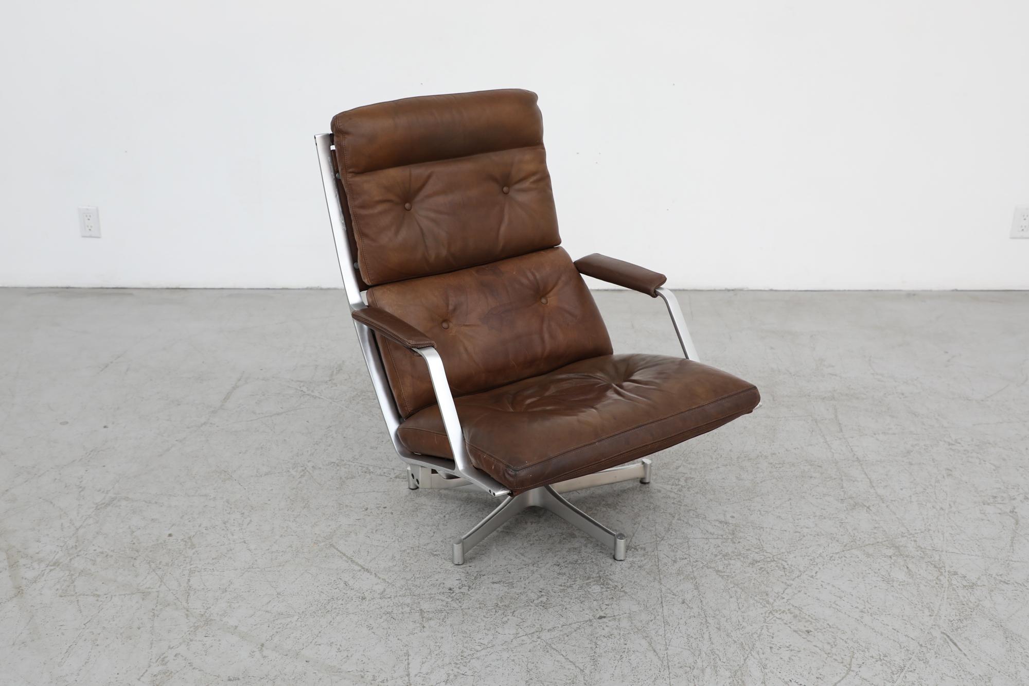 Mid Century  Walter Knoll Executive Leather Office Chair 1