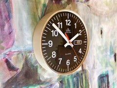 Horloge murale du milieu du siècle avec affichage de la date Meister-Anker noir et blanc, Allemagne