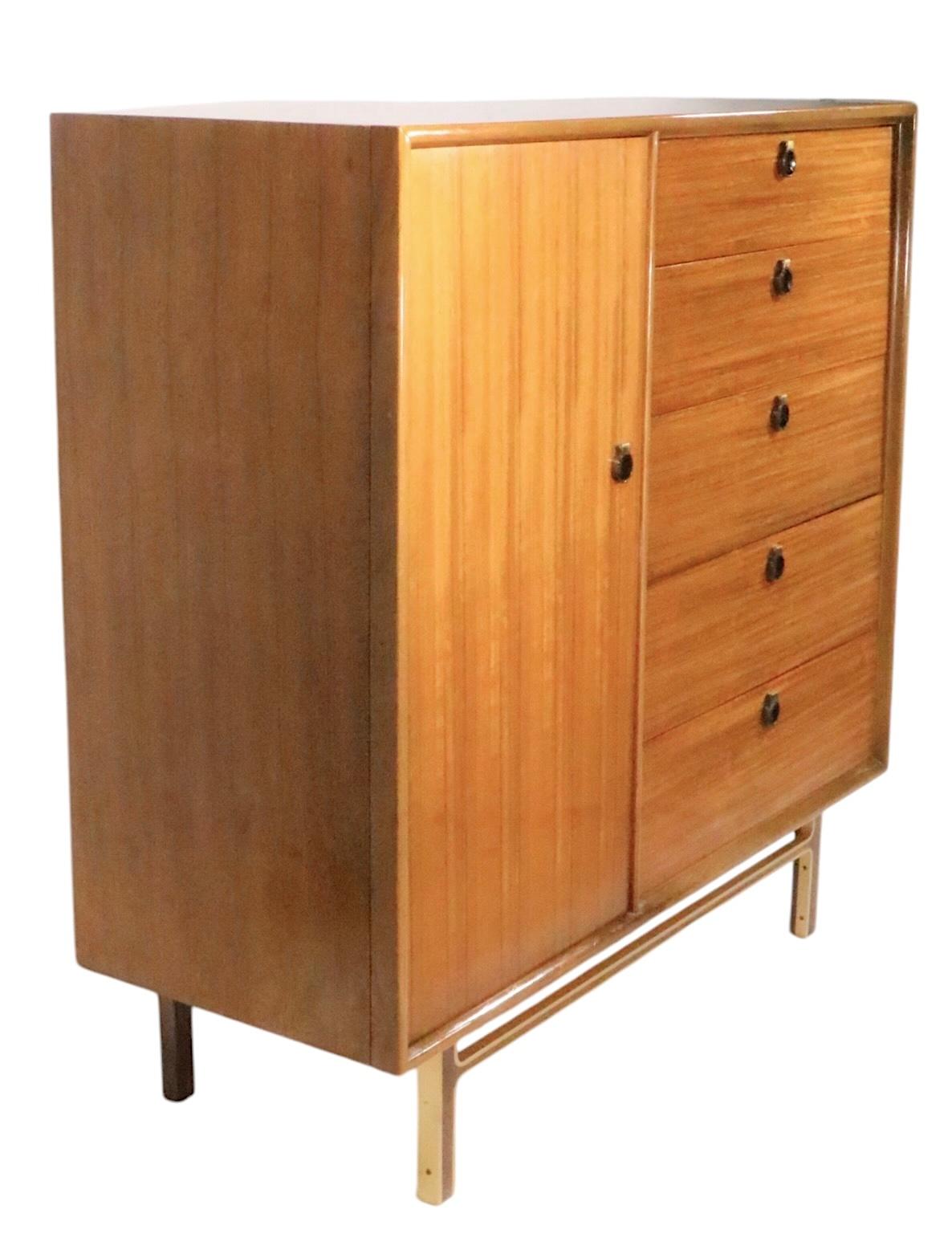 Aluminum Mid Century Wardrobe Armoire Chest Dresser c 1950/60's For Sale