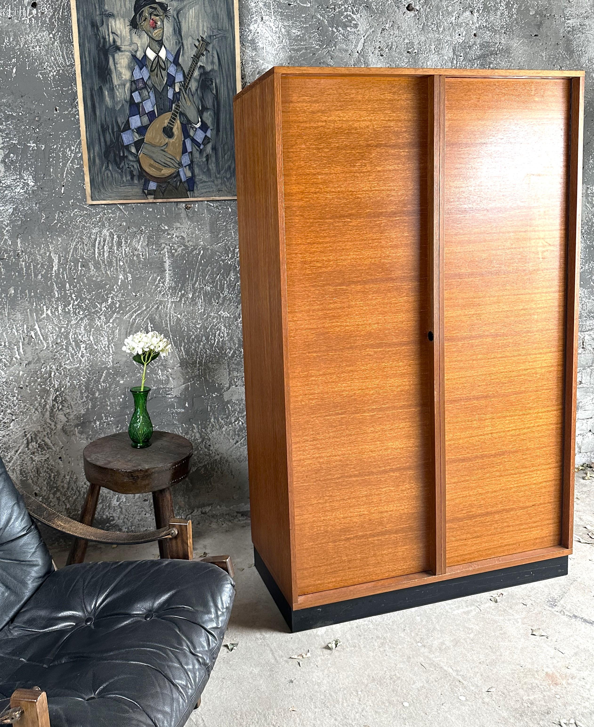 German Mid-Century Wardrobe Highboy Dresser Danish Teak, G. Renkel for Rego For Sale