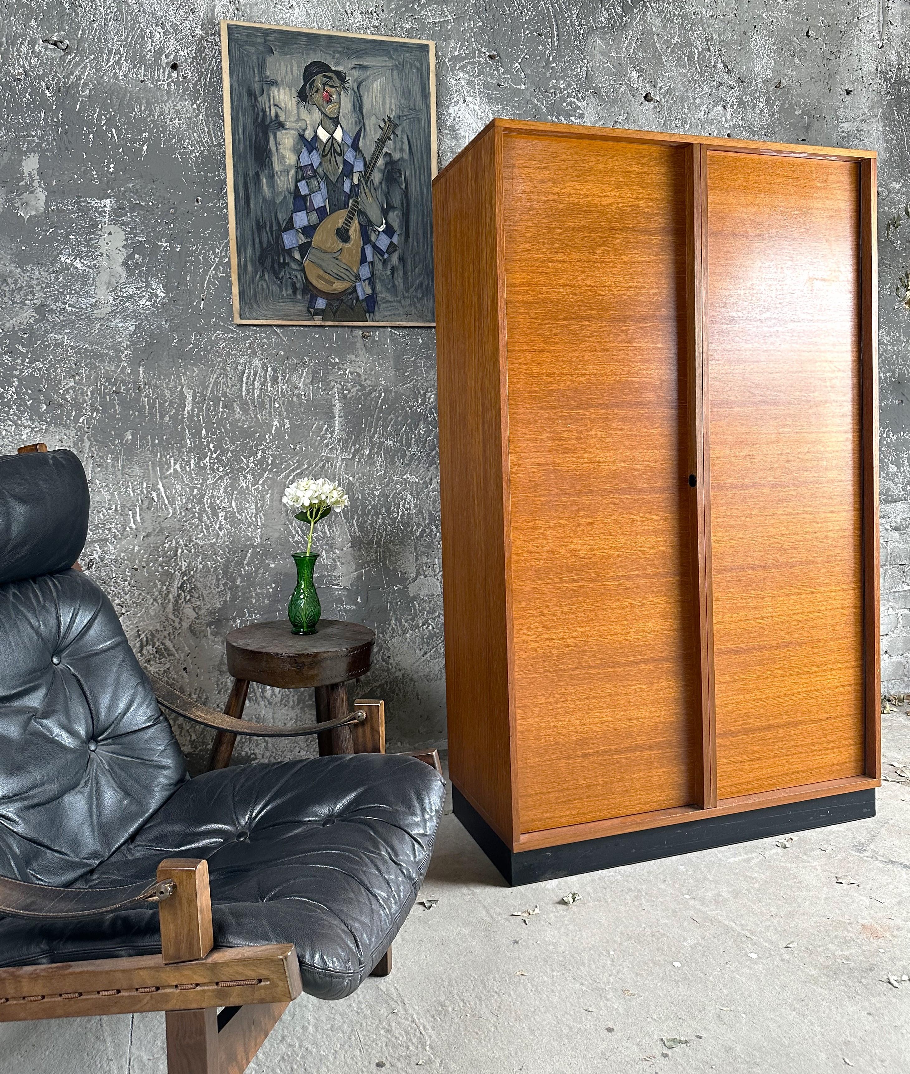 Mid-Century Wardrobe Highboy Dresser Danish Teak, G. Renkel for Rego In Good Condition For Sale In Saarbruecken, DE