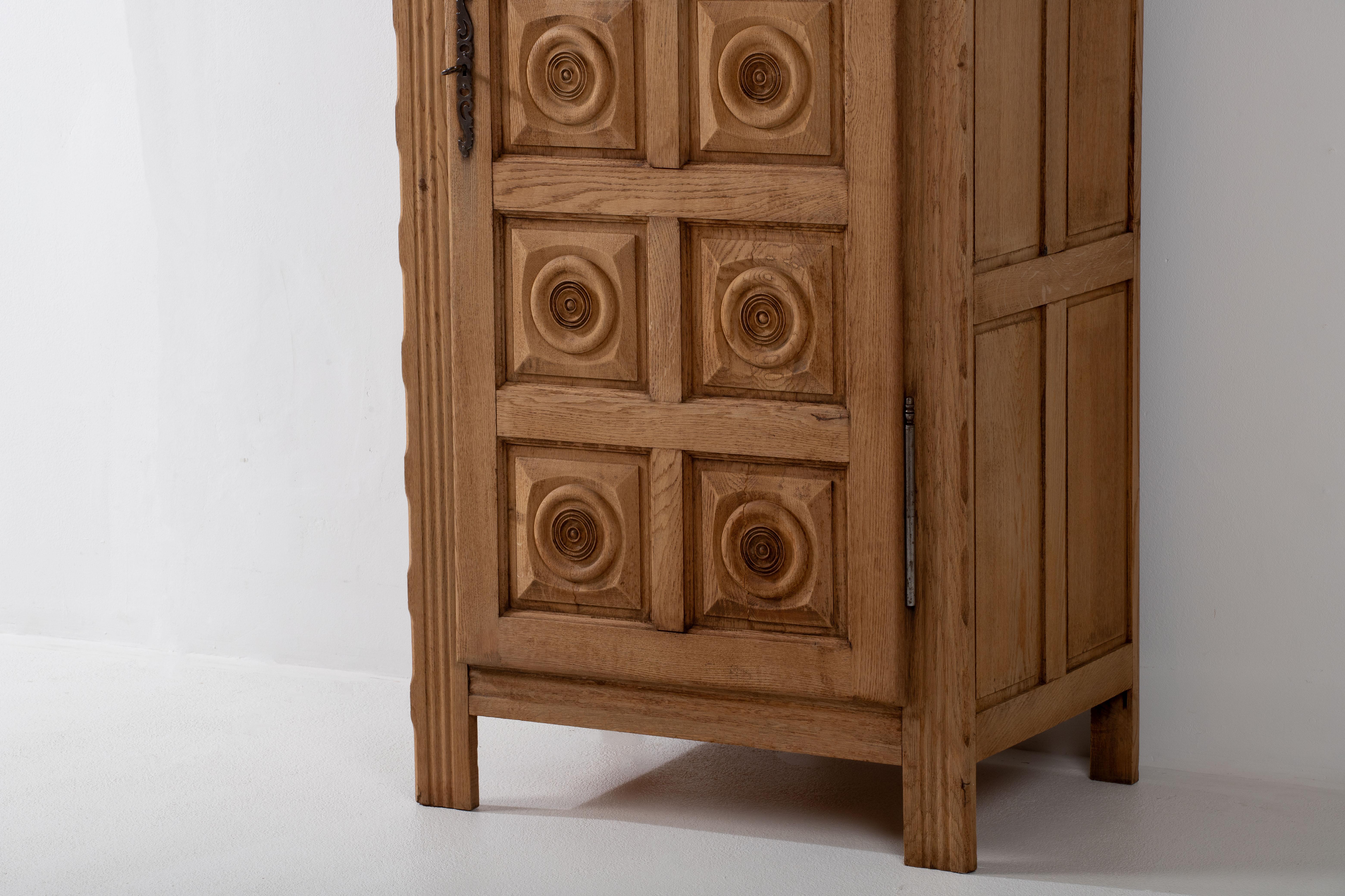 Oak Mid-Century Wardrobe in Style of Charles Dudouyt For Sale