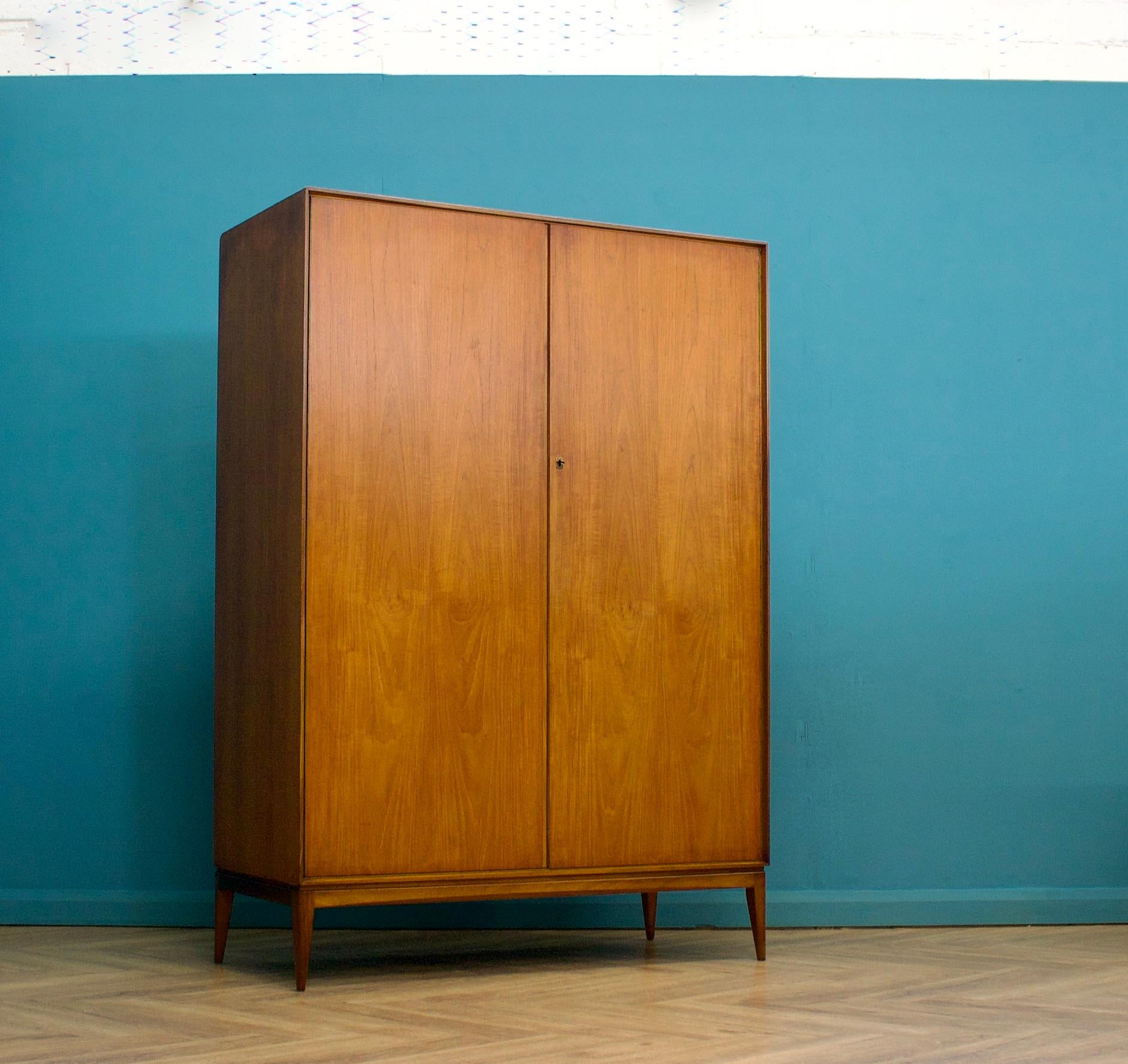 Mid Century Wardrobe in Teak and Veneer from McIntosh, 1960s In Good Condition In South Shields, GB