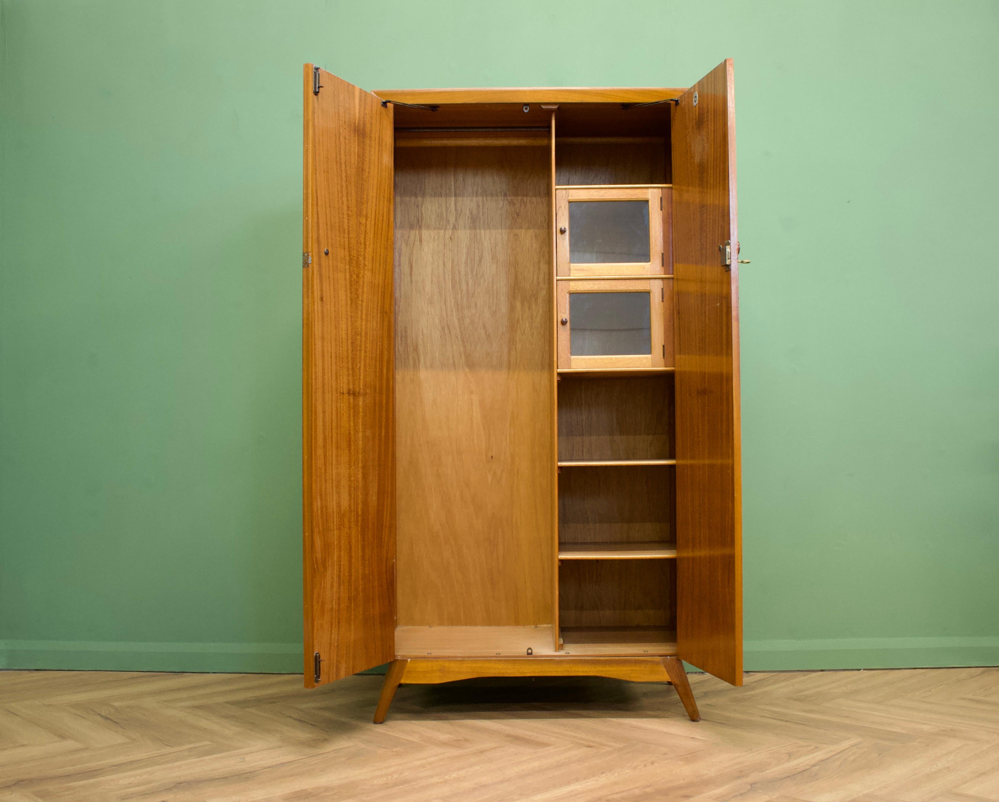Mid-Century Wardrobe in Walnut by Maple & Co, 1950s In Good Condition In South Shields, GB