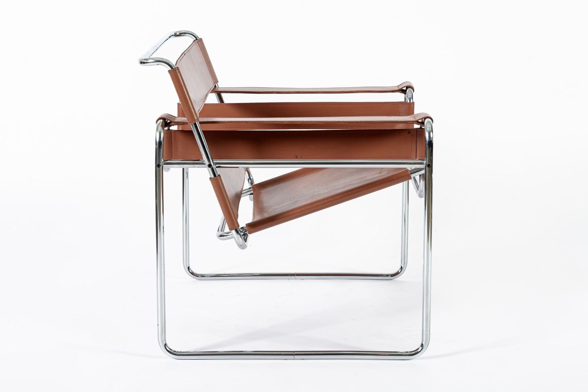 Silla de salón Wassily Marrón Mid Century de Marcel Breuer para Gavina en venta 1