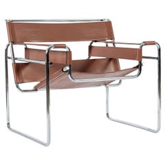 Mid Century Wassily Brown Lounge Chair by Marcel Breuer for Gavina