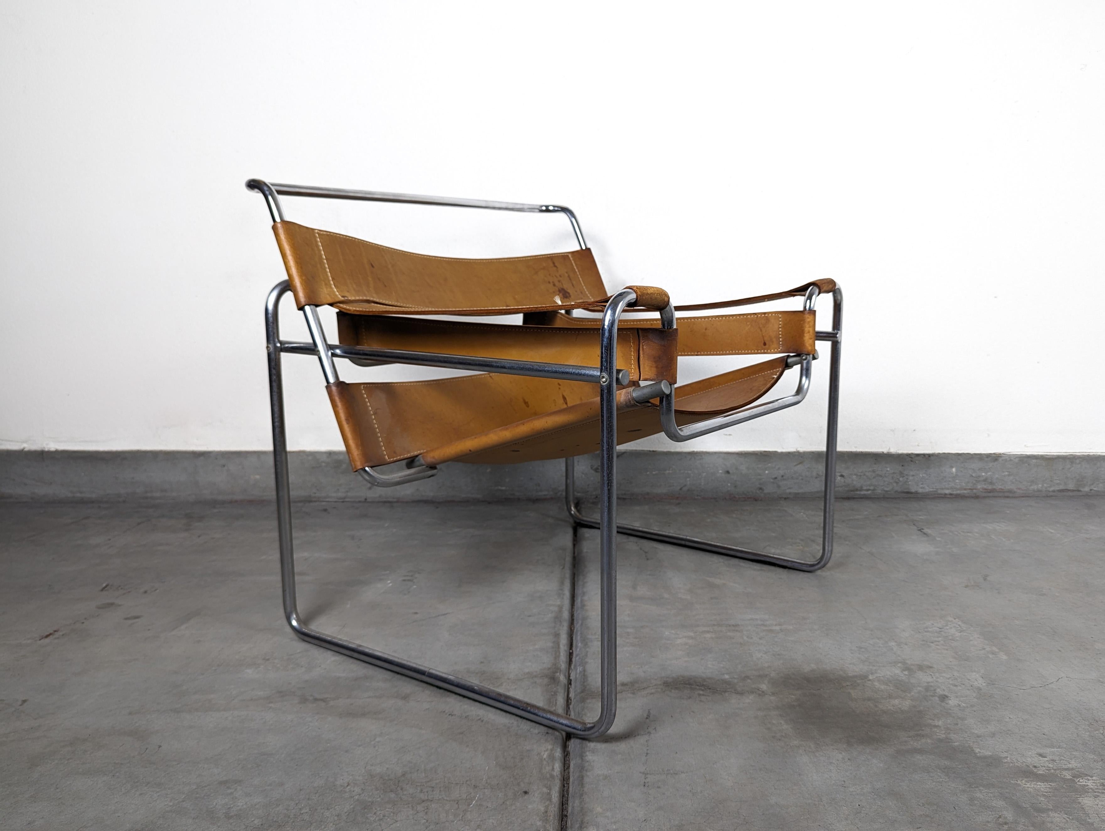Leather Mid Century Wassily Chair By Marcel Breuer  For Sale