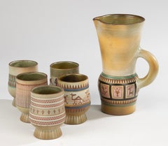 Mid Century Water Set - René Maurel for Vallauris - Ceramic