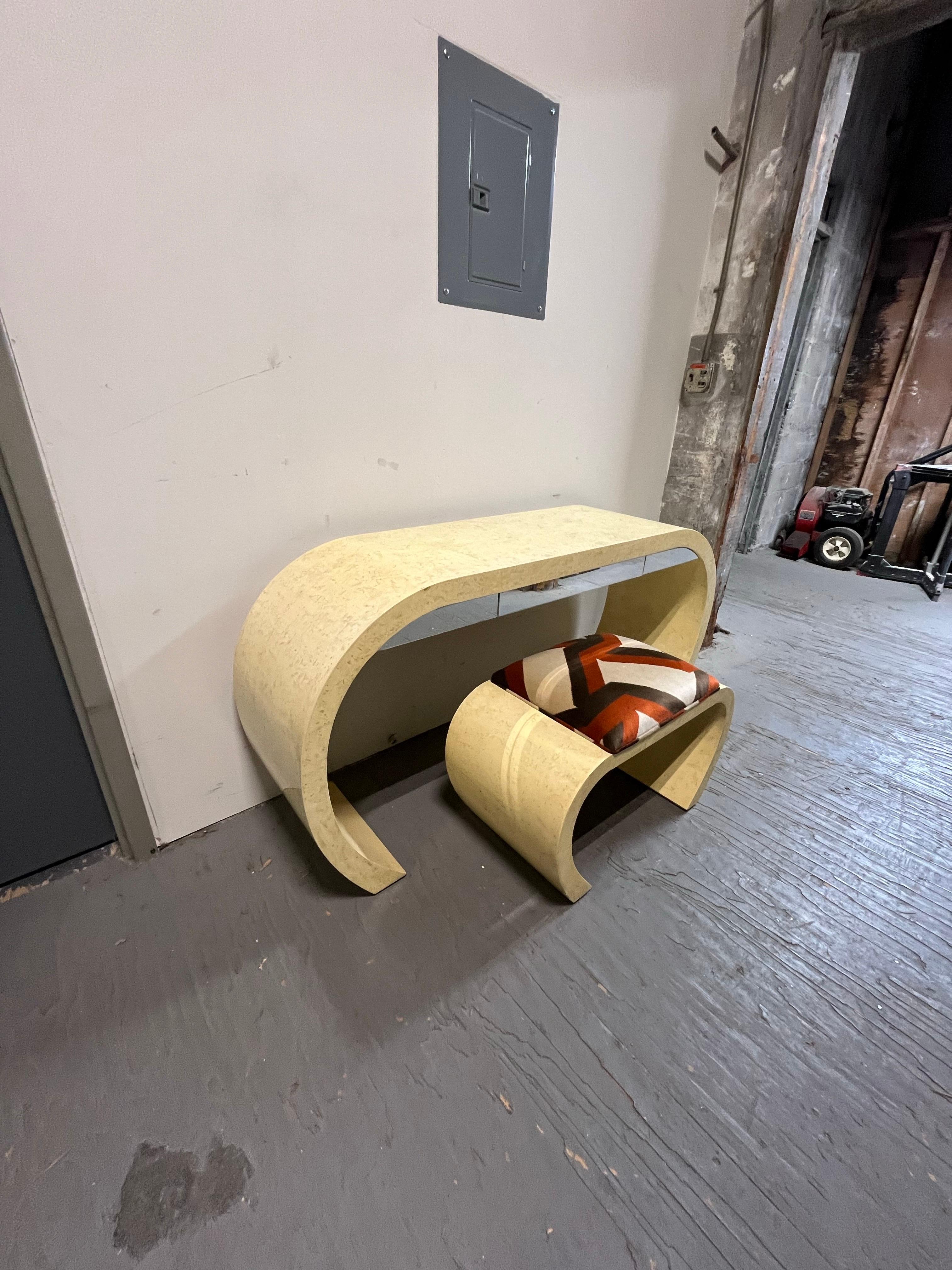 Mid-Century Modern Mid Century Waterfall Vanity/Desk and Stool Springer Style For Sale