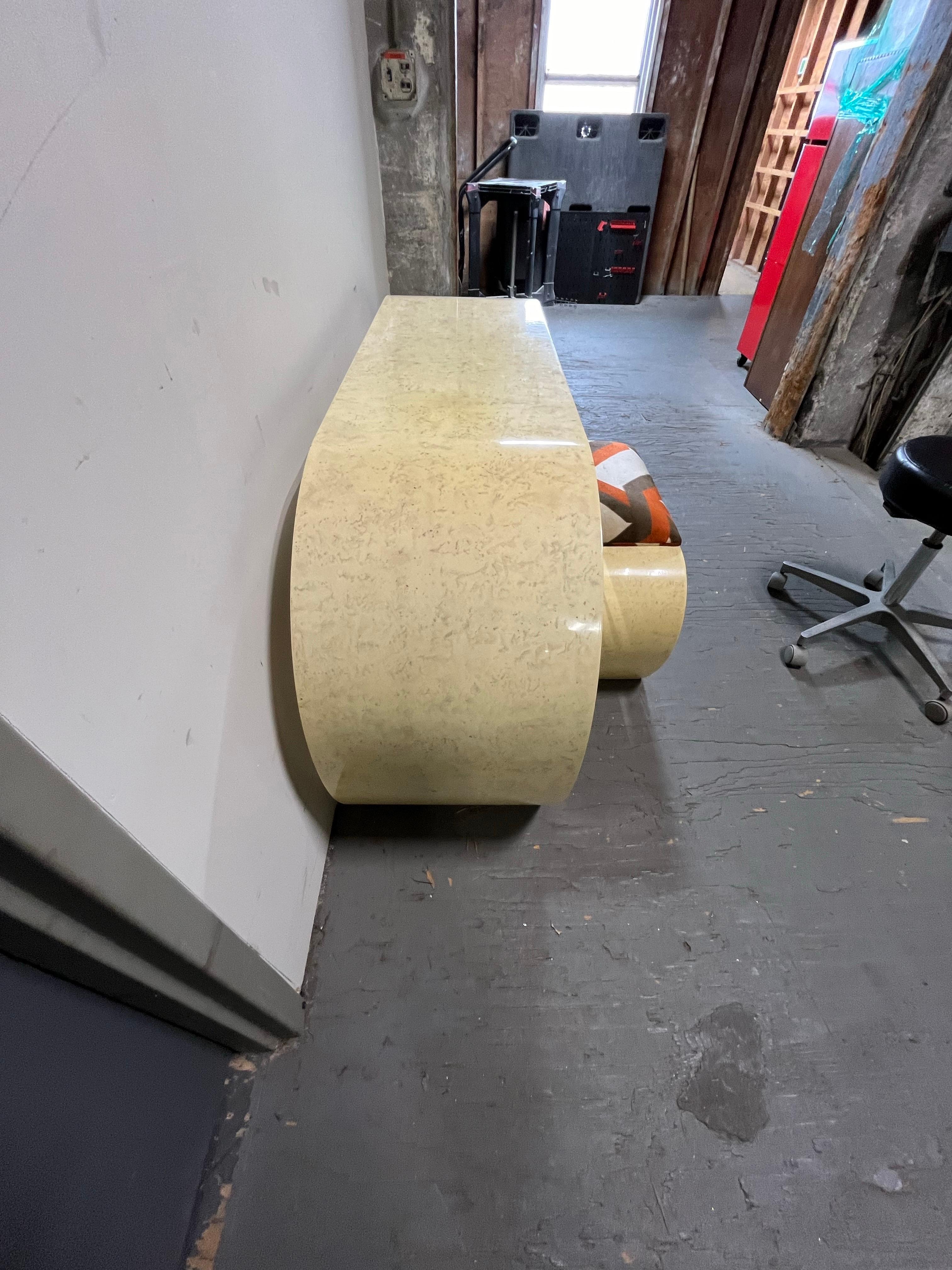 American Mid Century Waterfall Vanity/Desk and Stool Springer Style For Sale