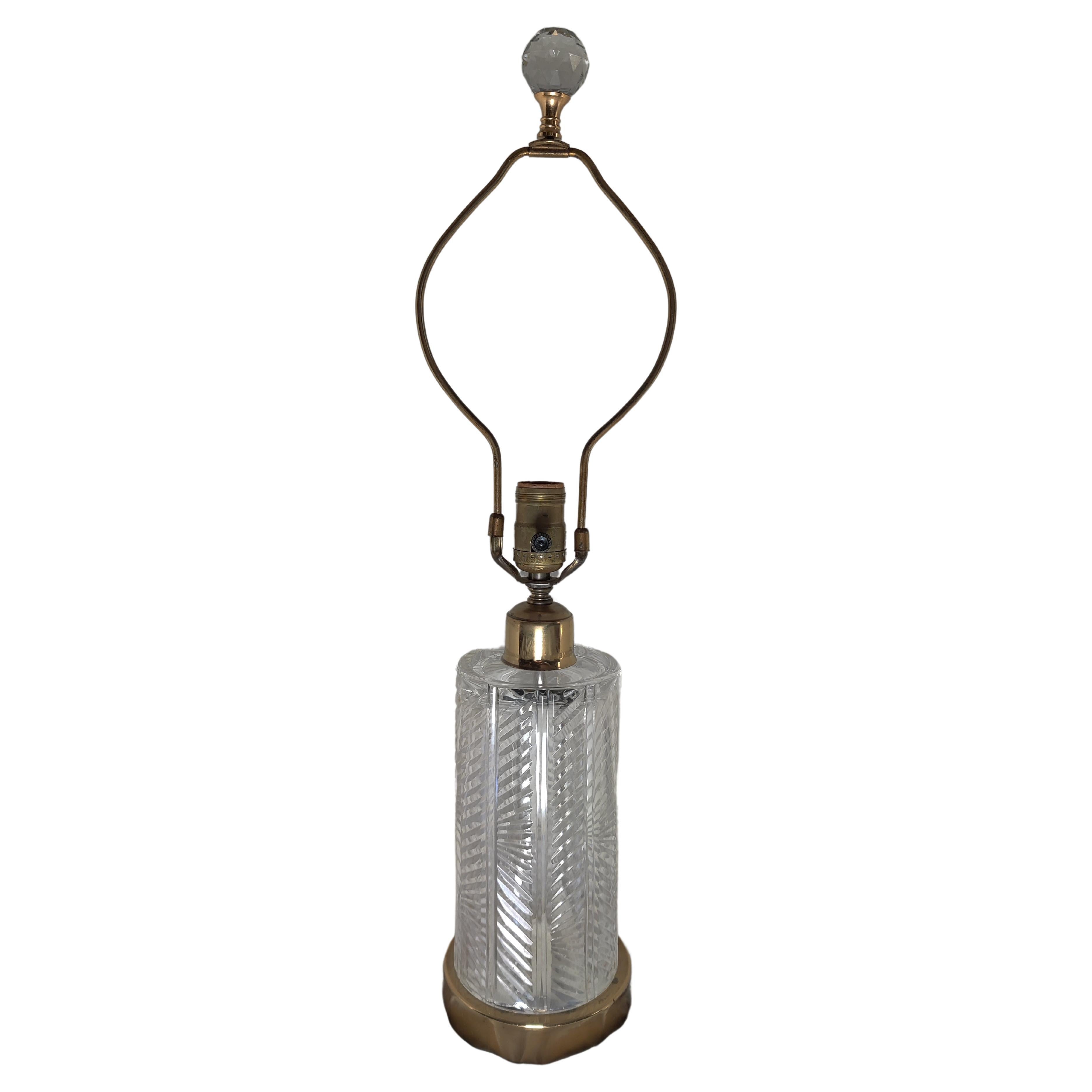 Lampe en cristal taillé à chevrons Waterford, milieu de siècle en vente