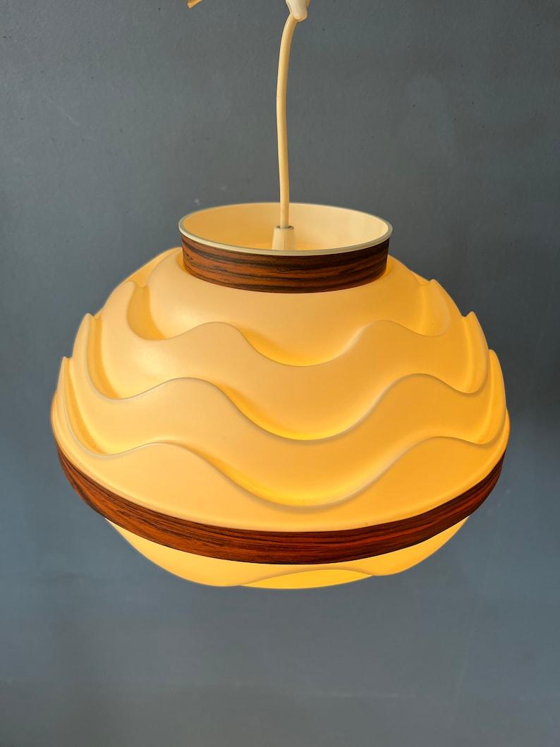 Glass Mid Century Wavy Scandinavian Pendant Lamp, 1970s For Sale