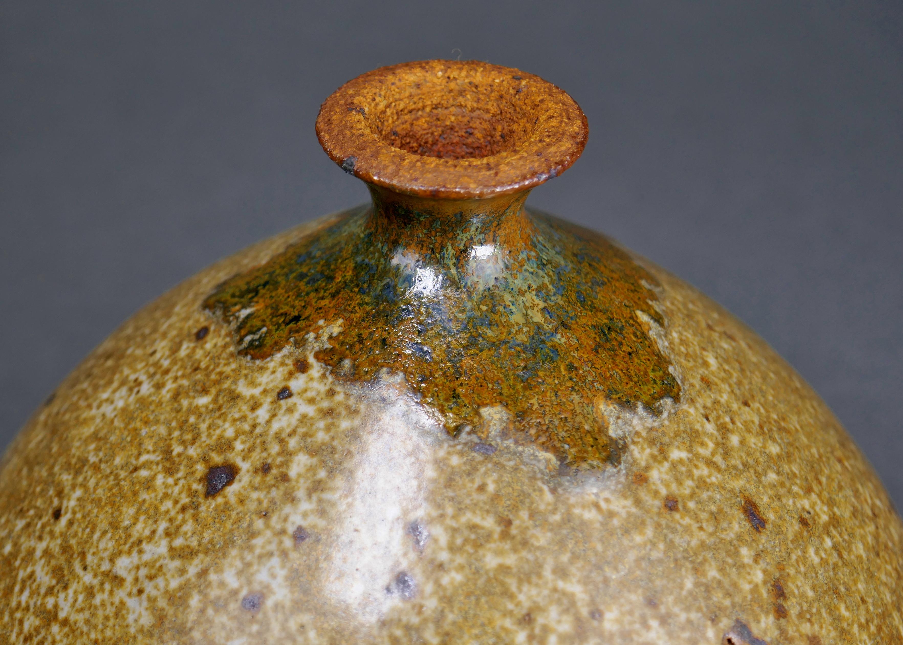 Pregiato vaso in ceramica realizzato a mano dall'artista di San Diego Wayne Chapman. Non ci sono schegge, crepe o riparazioni. 