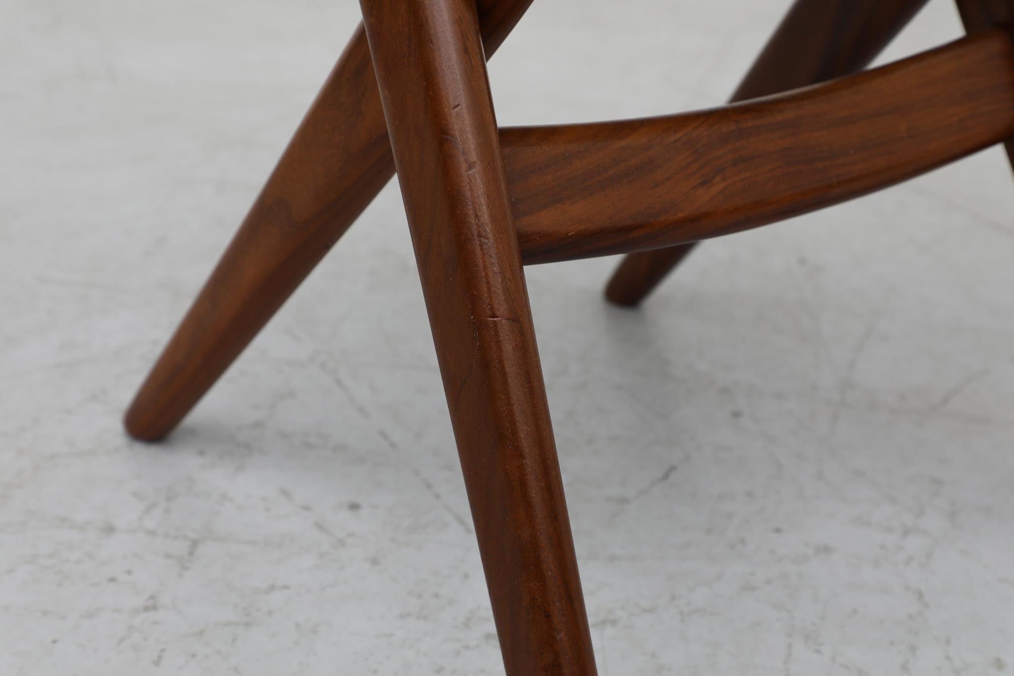 Midcentury Webe Dining Chair with Upholstered Olive Velvet & Teak Frame 1