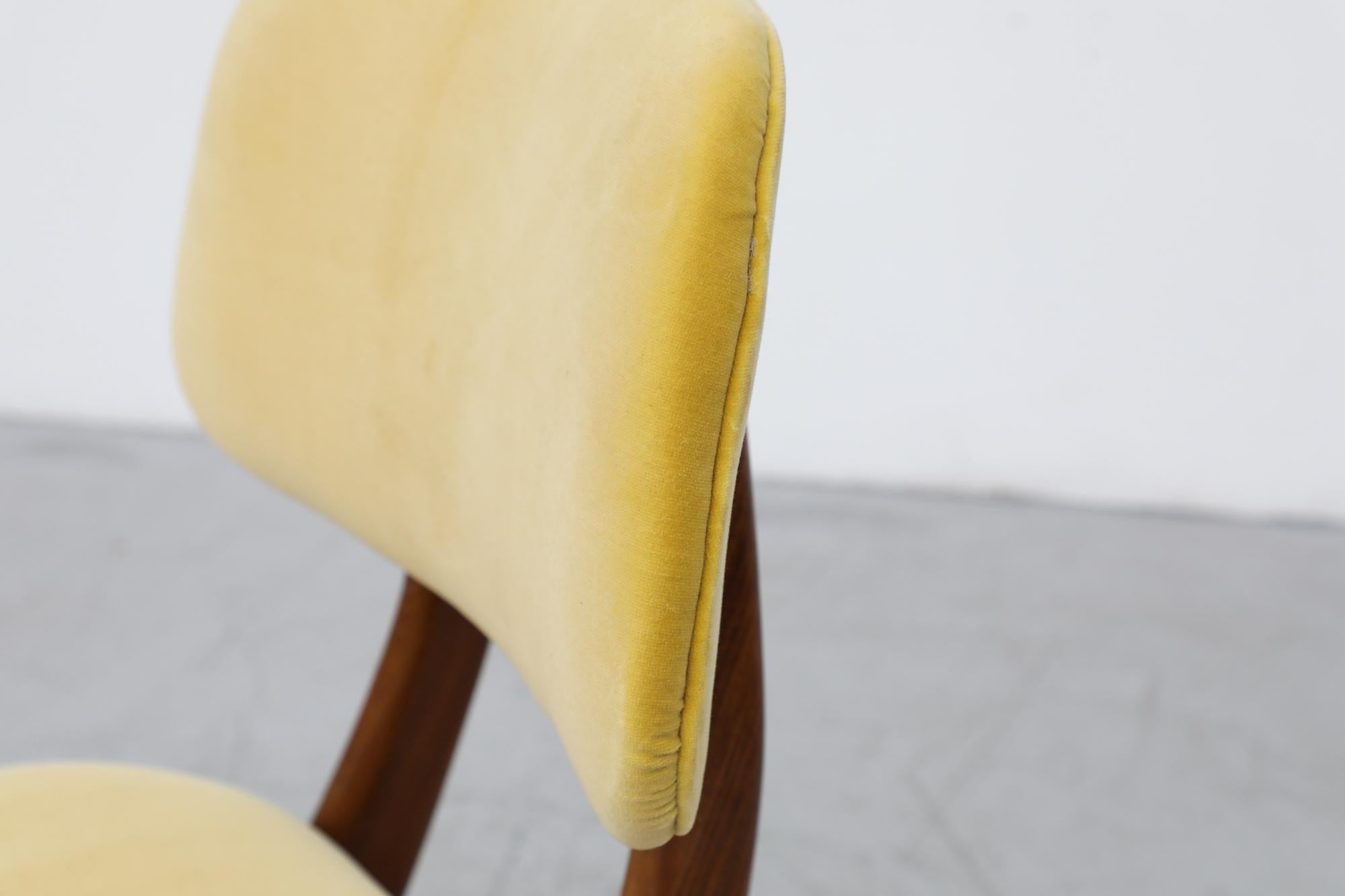 Mid-Century Modern Midcentury Webe Dining Chair with Upholstered Yellow Velvet & Teak Frame