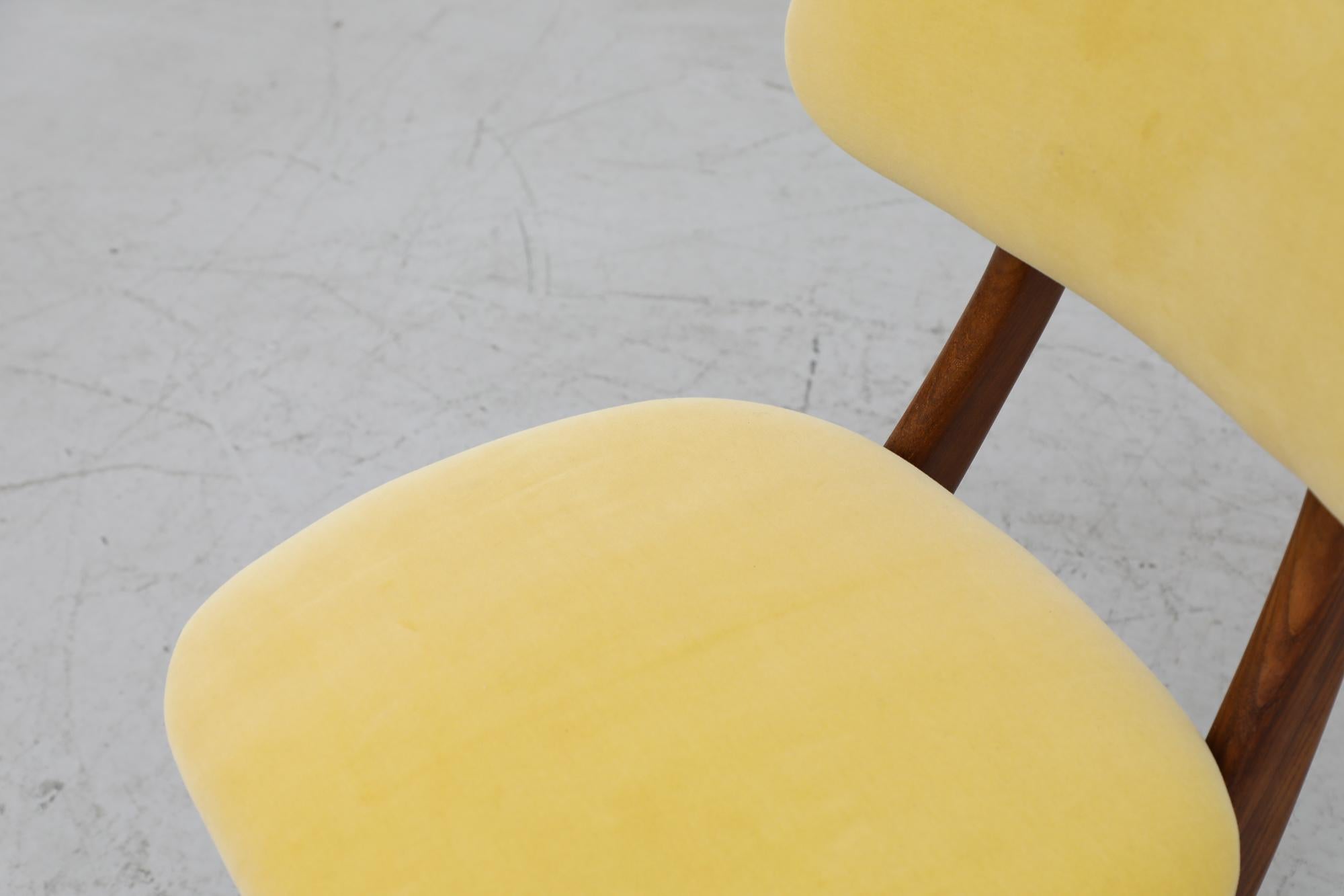 Midcentury Webe Dining Chair with Upholstered Yellow Velvet & Teak Frame In Good Condition In Los Angeles, CA
