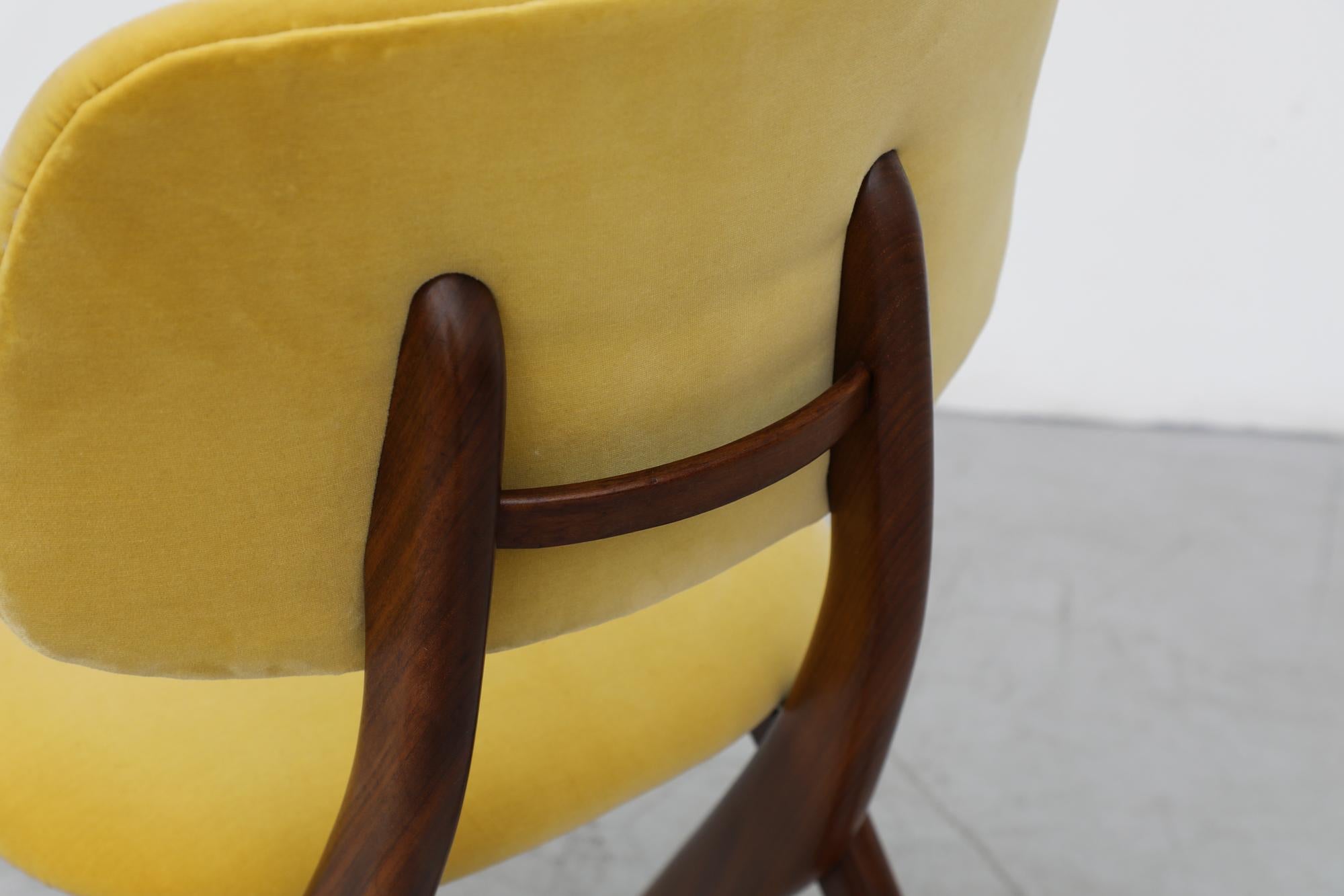 Mid-20th Century Midcentury Webe Dining Chair with Upholstered Yellow Velvet & Teak Frame