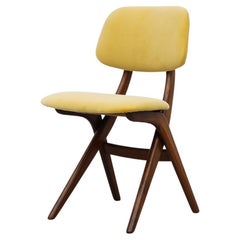 Midcentury Webe Dining Chair with Upholstered Yellow Velvet & Teak Frame