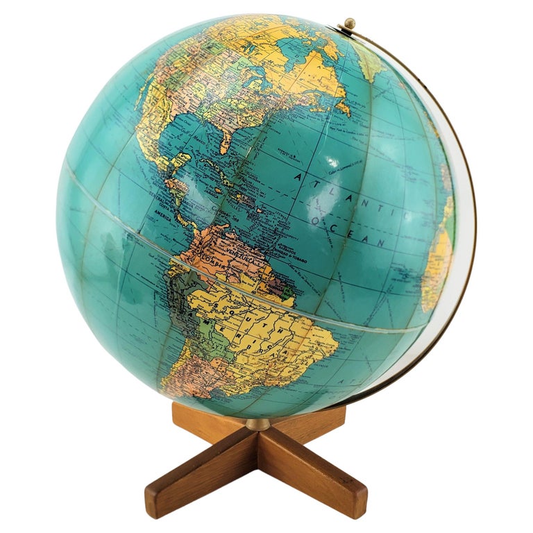 Vintage Mini Globe – Yellow Base For Sale at 1stDibs