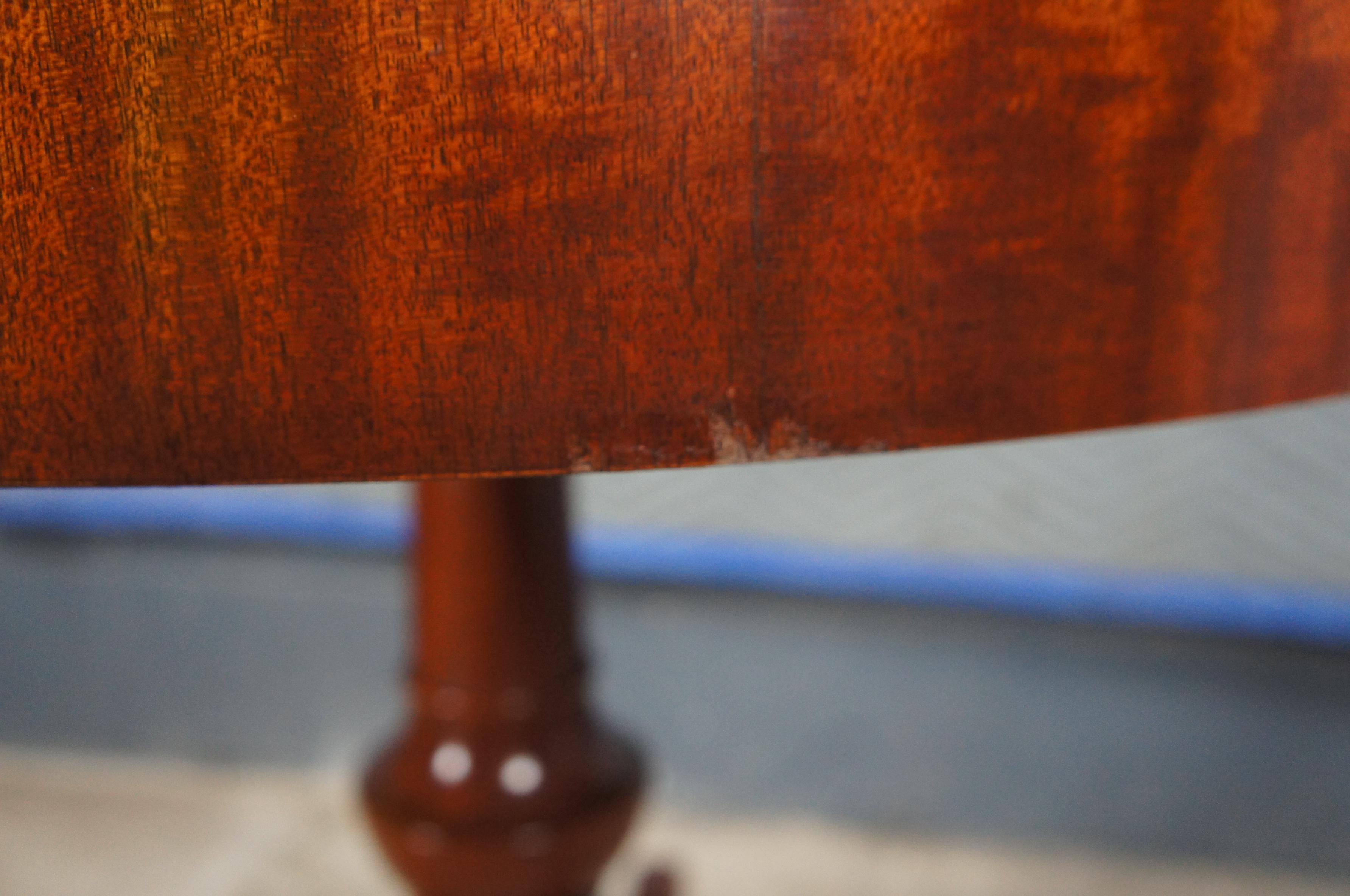 Mid Century Weiman English Regency Style Mahogany Burl Pedestal Drum Side Table For Sale 5
