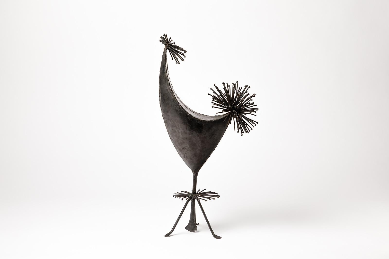 20th Century Mid-Century Welded Iron Bird Sculpture by Anasse Frecnh Artist, circa 1950