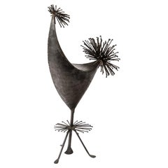 Mid-Century Welded Iron Bird Sculpture by Anasse Frecnh Artist, circa 1950