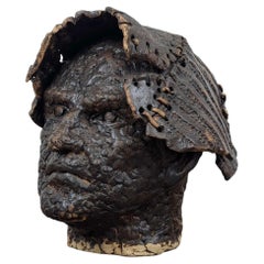 Mid Century Welsh Folk Art Studio Pottery Bust