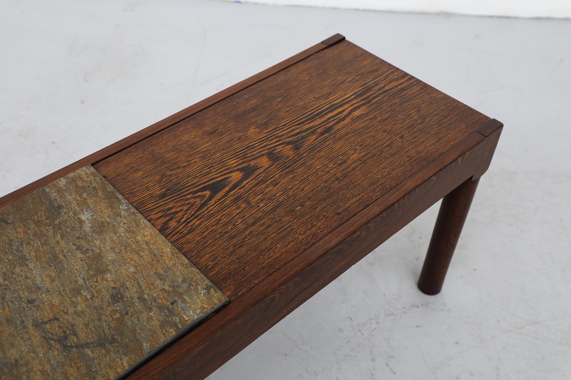 Mid-Century Wenge and Stone Side or Coffee Table or Bench with Lovely Grain For Sale 4