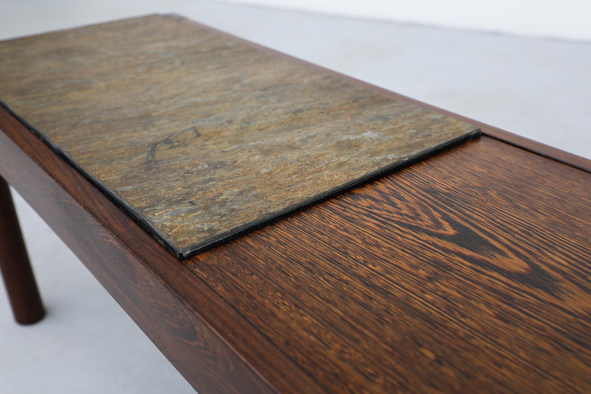 Mid-Century Wenge and Stone Side or Coffee Table or Bench with Lovely Grain For Sale 6