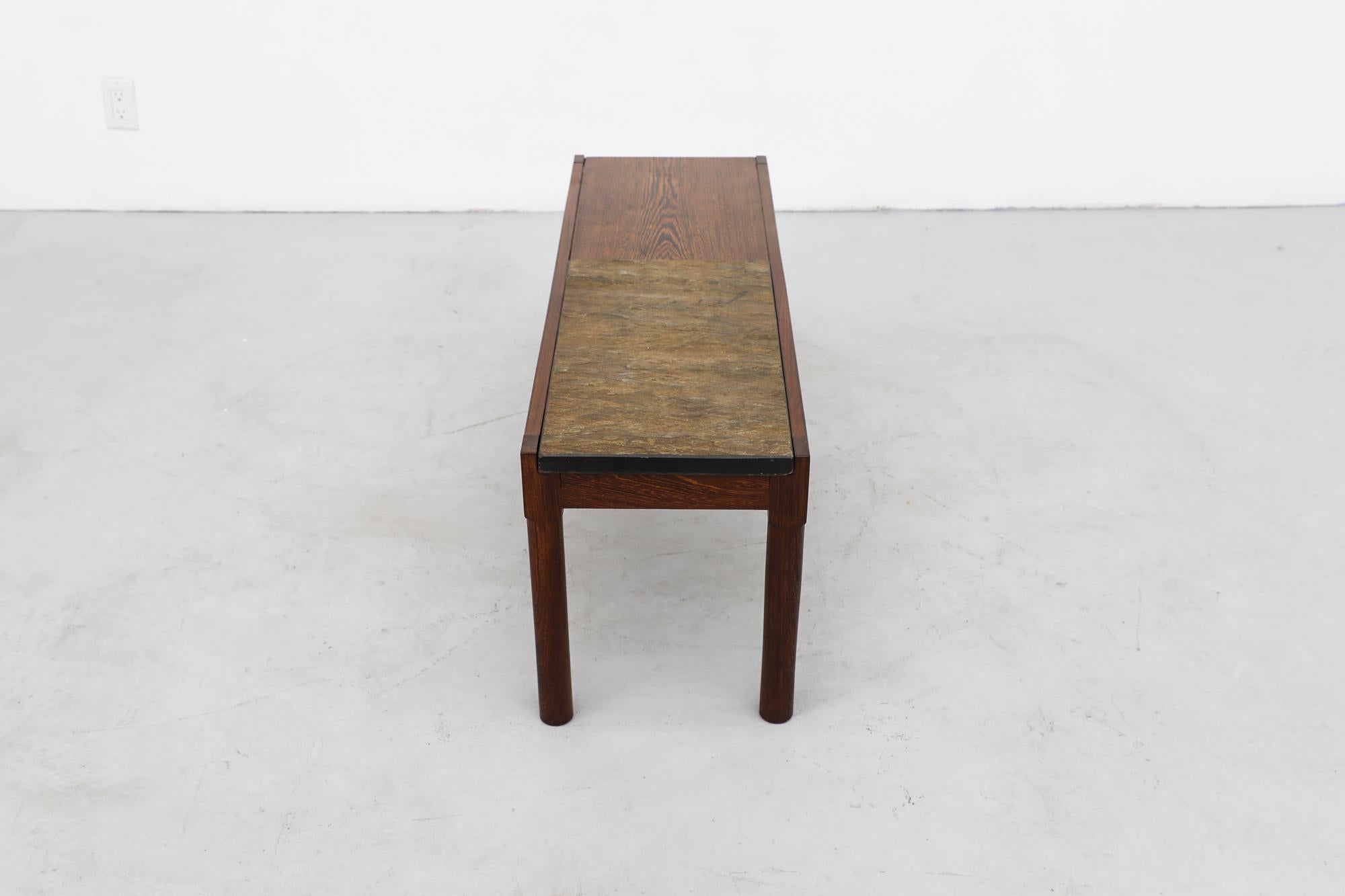 Late 20th Century Mid-Century Wenge and Stone Side or Coffee Table or Bench with Lovely Grain For Sale