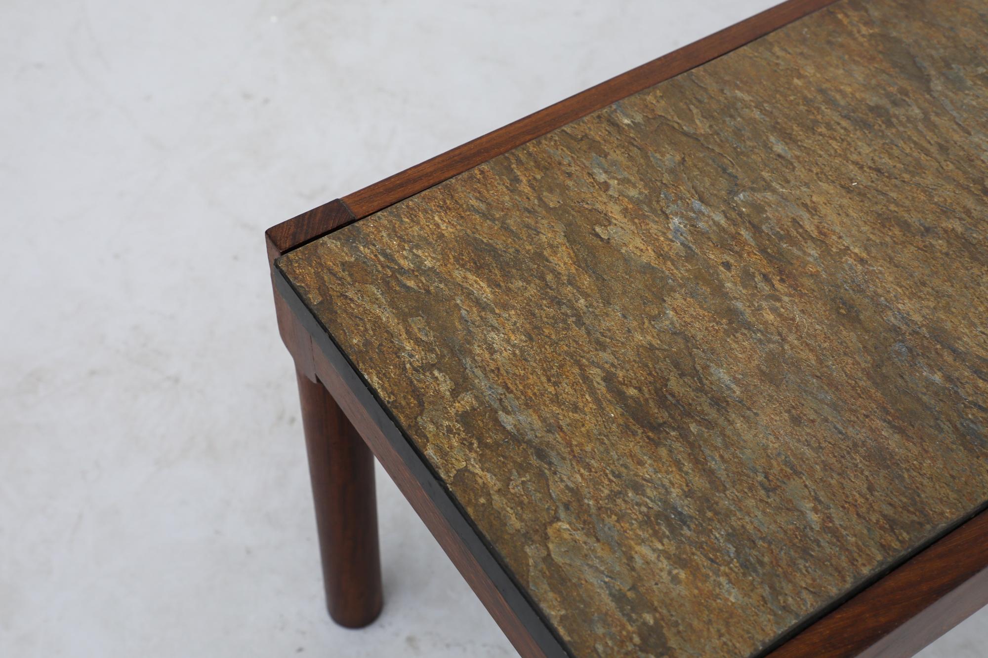 Mid-Century Wenge and Stone Side or Coffee Table or Bench with Lovely Grain For Sale 1