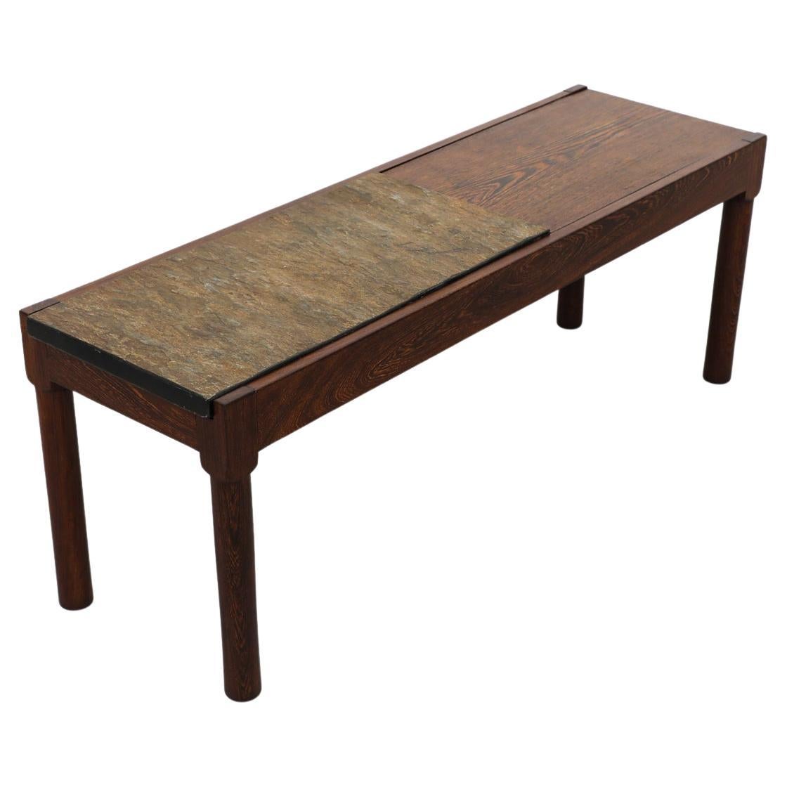 Midcentury Wenge and Stone Side or Coffee Table