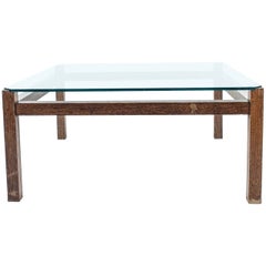 Midcentury Wenge Coffee Table with Glass Top by Kho Liang Ie for Artifort