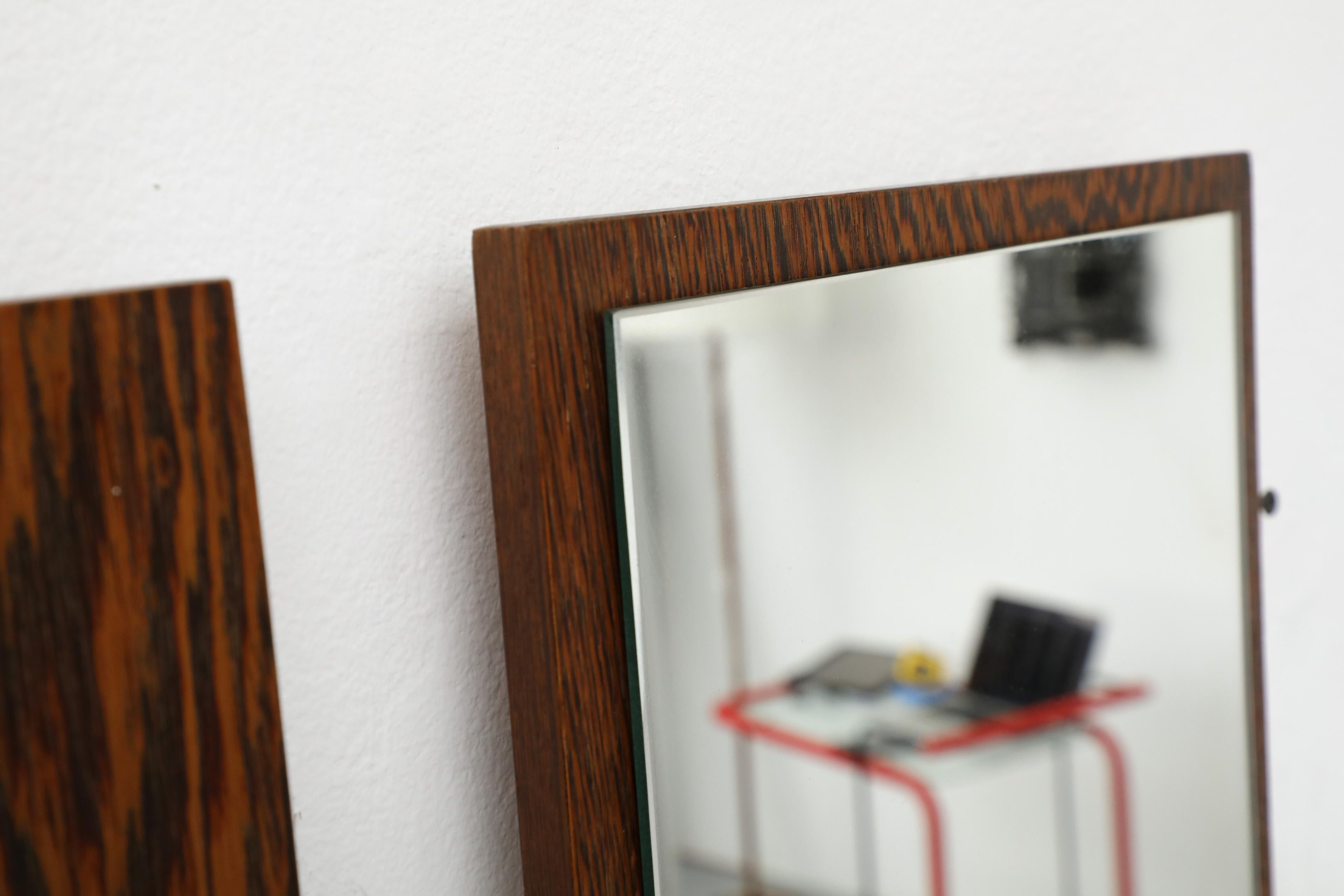 Mid-Century Wenge Slatted Wall Mounted Coat Rack with Mirror and Eight Hooks For Sale 2