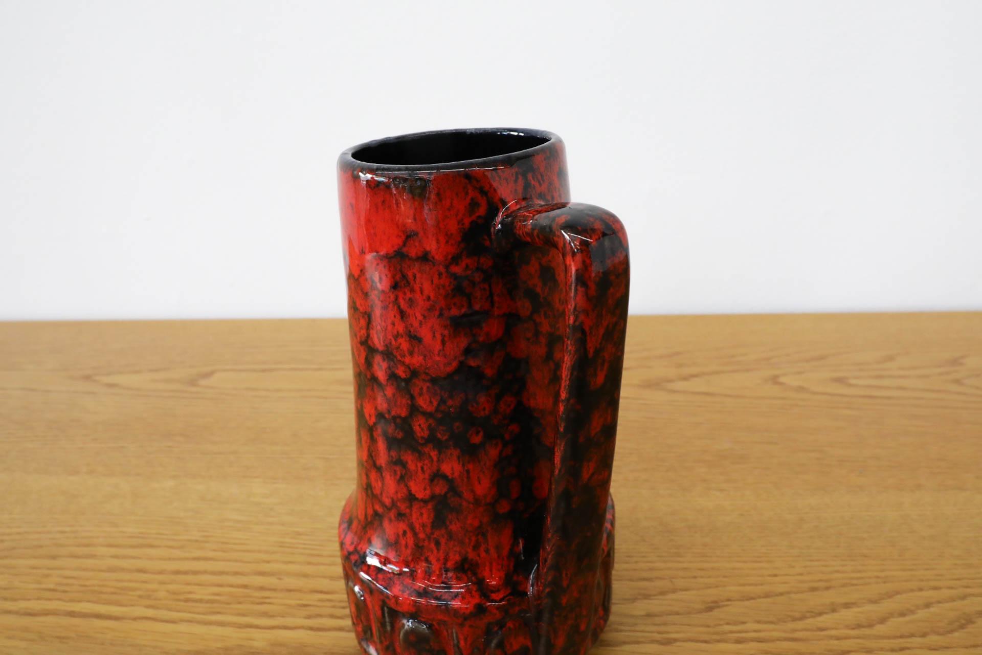 Pichet en céramique rouge émaillée Scheurich Keramik, Allemagne de l'Ouest, milieu du siècle dernier, années 1950 en vente 3