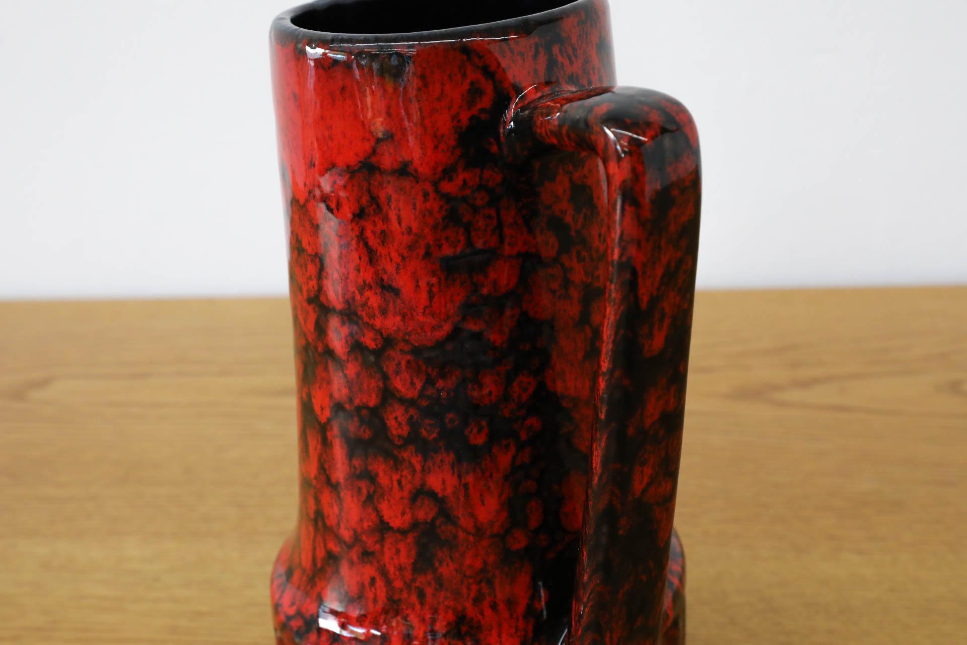Pichet en céramique rouge émaillée Scheurich Keramik, Allemagne de l'Ouest, milieu du siècle dernier, années 1950 en vente 4