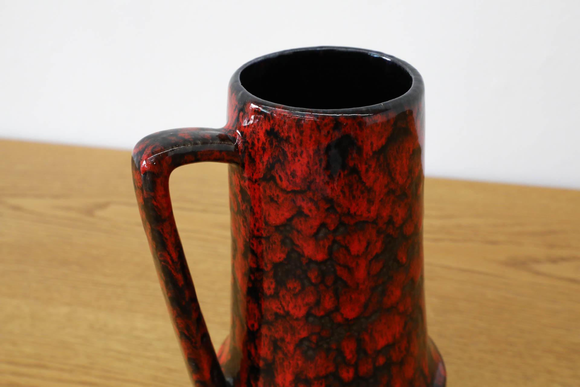 Pichet en céramique rouge émaillée Scheurich Keramik, Allemagne de l'Ouest, milieu du siècle dernier, années 1950 en vente 5