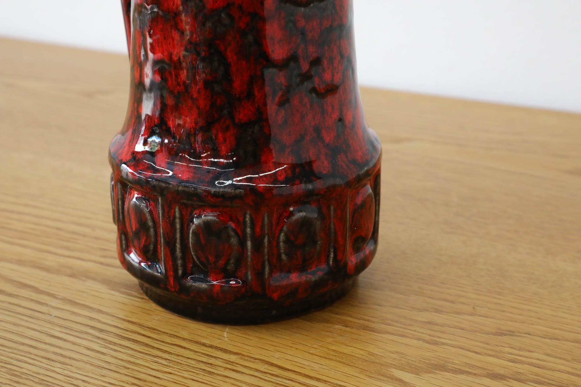 Pichet en céramique rouge émaillée Scheurich Keramik, Allemagne de l'Ouest, milieu du siècle dernier, années 1950 en vente 6