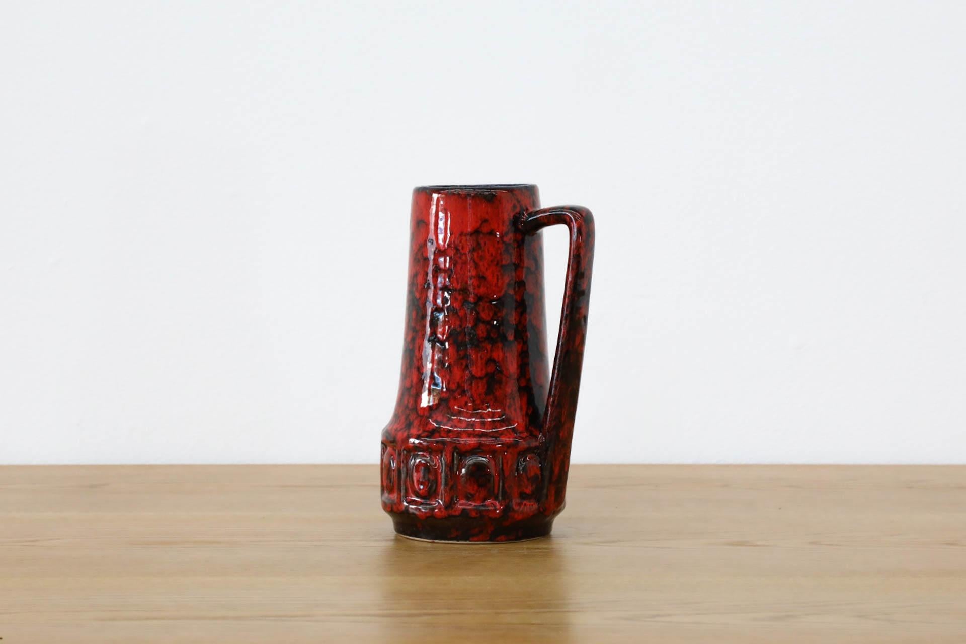 Mid-Century Modern Pichet en céramique rouge émaillée Scheurich Keramik, Allemagne de l'Ouest, milieu du siècle dernier, années 1950 en vente