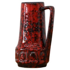 Brocca in ceramica smaltata rossa di Scheurich Keramik della Germania Occidentale di metà secolo, anni '50