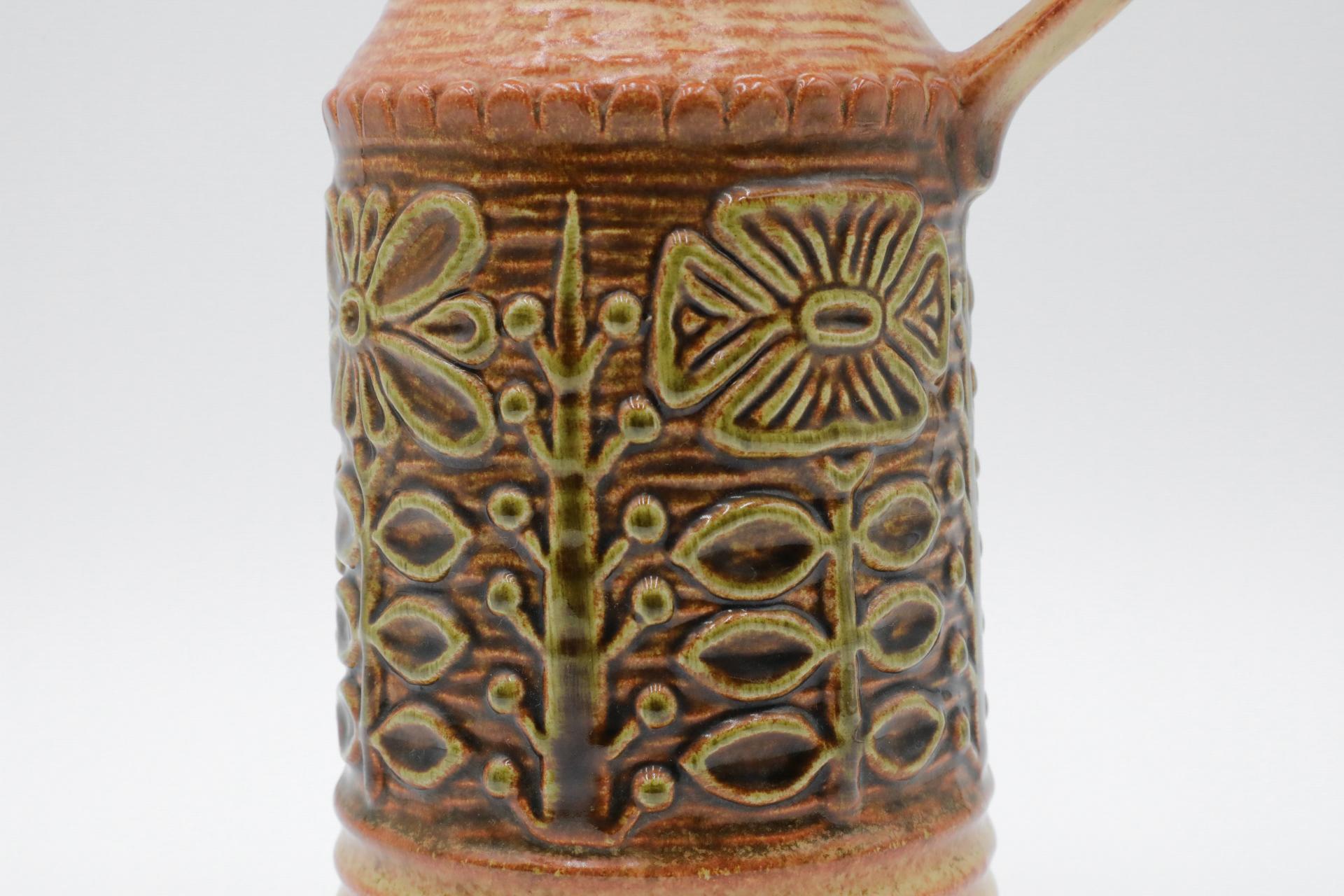 Mid-Century West German Ceramic Vase with Stylized Flowers For Sale 5