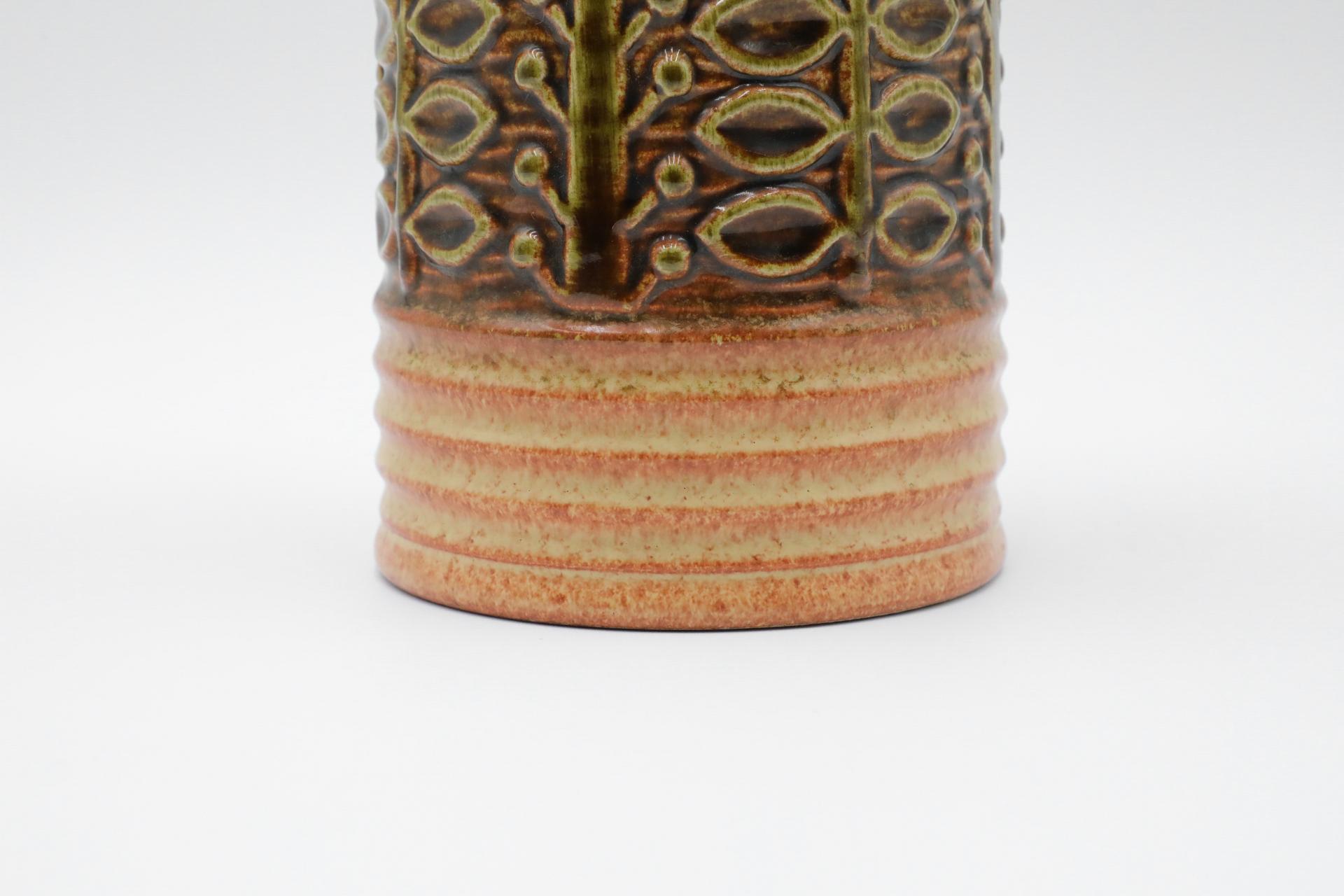 Mid-Century West German Ceramic Vase with Stylized Flowers For Sale 6
