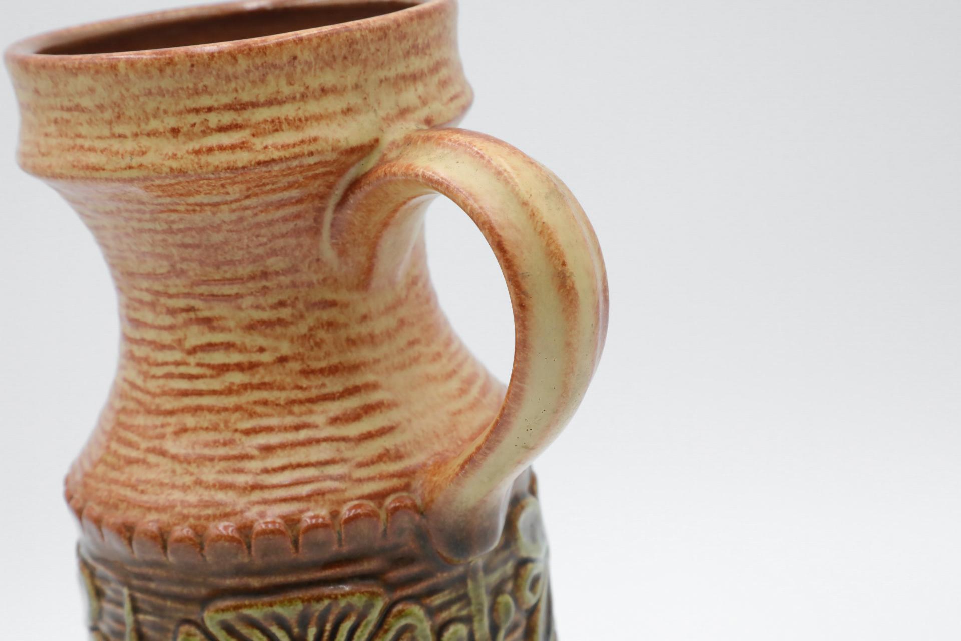 Mid-Century West German Ceramic Vase with Stylized Flowers For Sale 7