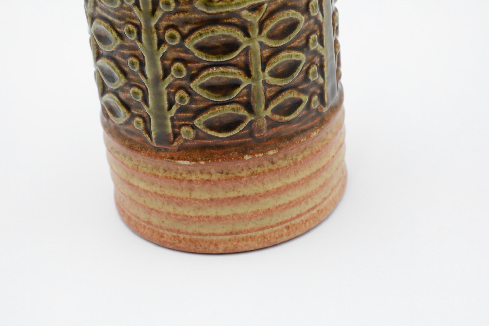 Mid-Century West German Ceramic Vase with Stylized Flowers For Sale 8
