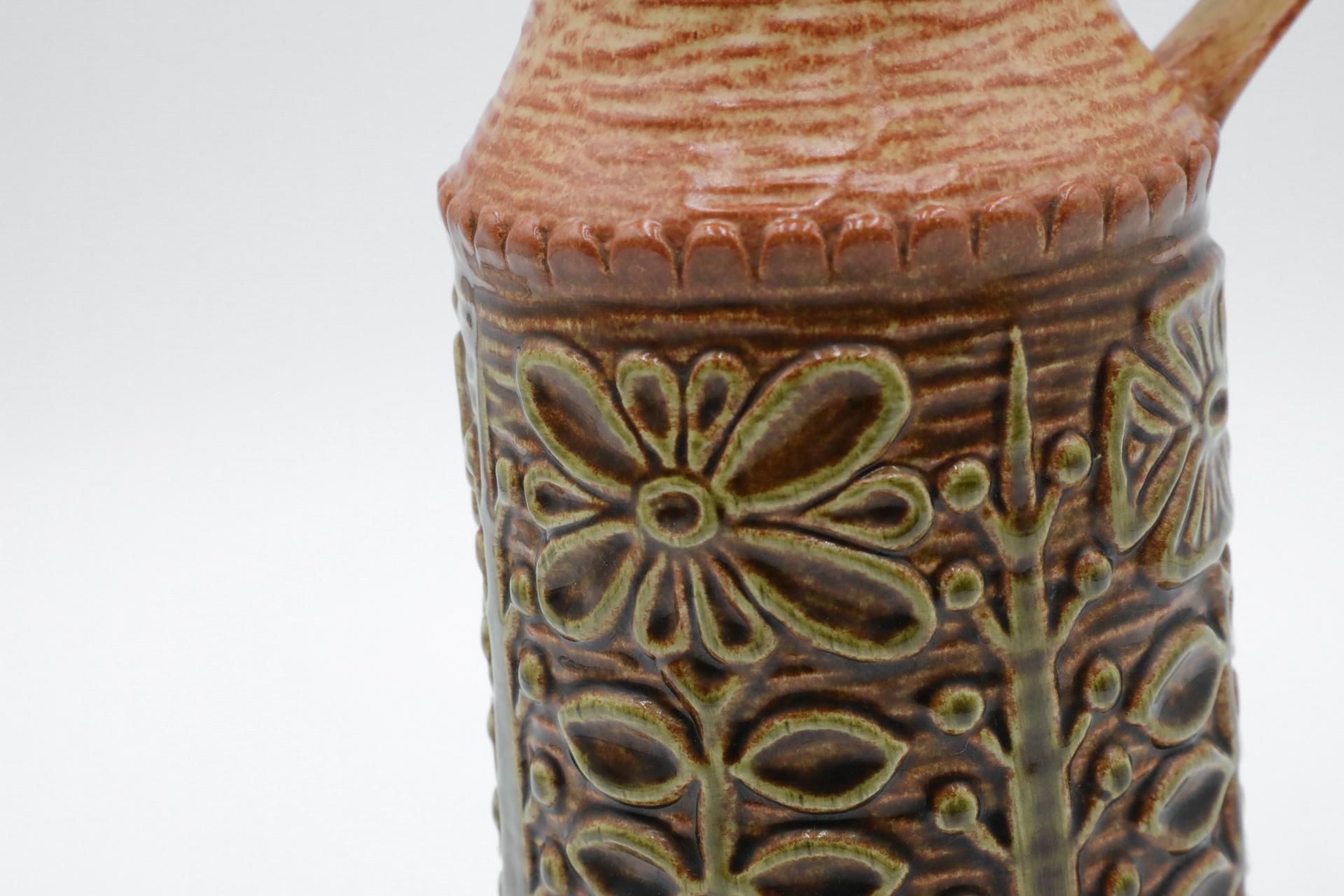 Mid-Century West German Ceramic Vase with Stylized Flowers For Sale 9